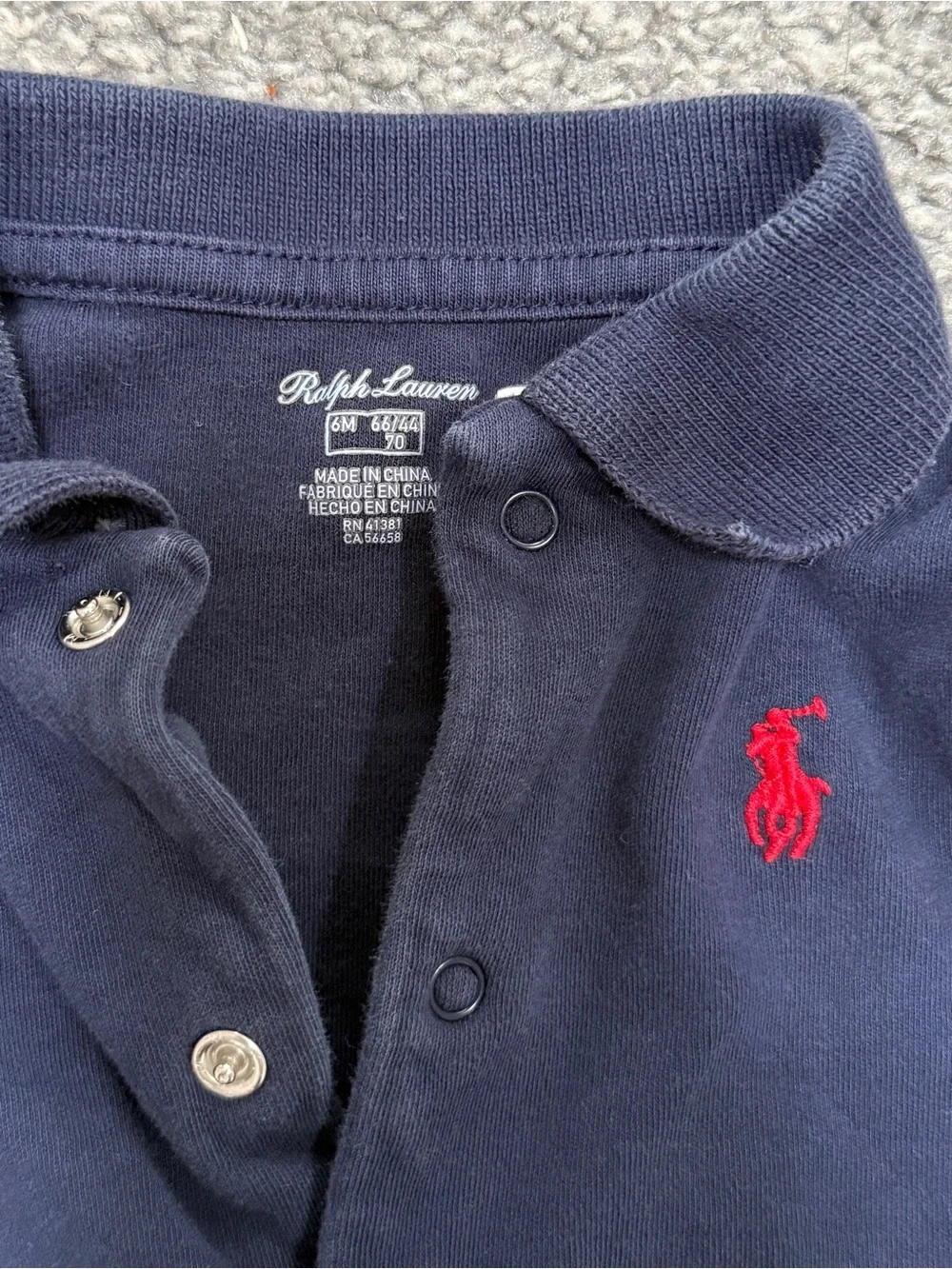 Ralph Lauren 6m Navy One-Piece Polo